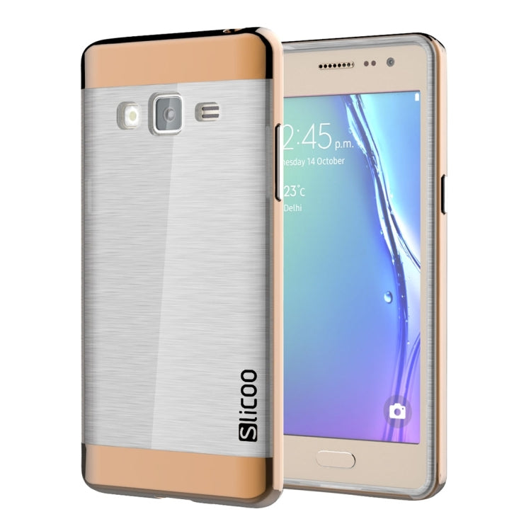 Slicoo for Samsung Z3 Brushed Texture Transparenct Electroplating TPU + PC Combination Case