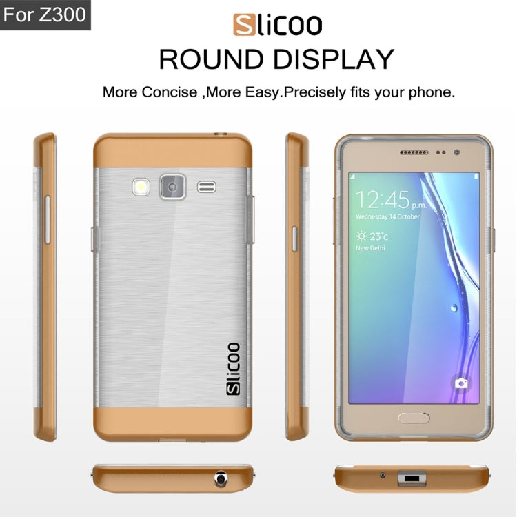 Slicoo for Samsung Z3 Brushed Texture Transparenct Electroplating TPU + PC Combination Case