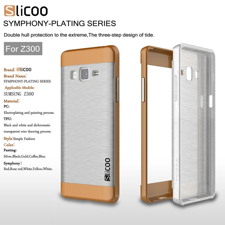 Slicoo for Samsung Z3 Brushed Texture Transparenct Electroplating TPU + PC Combination Case