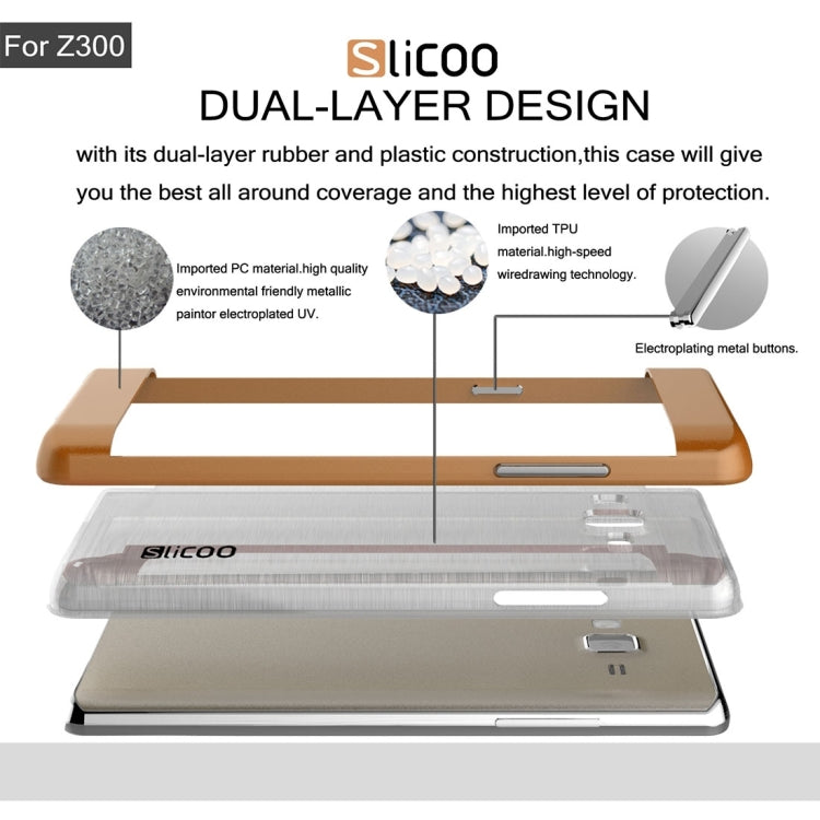 Slicoo for Samsung Z3 Brushed Texture Transparenct Electroplating TPU + PC Combination Case