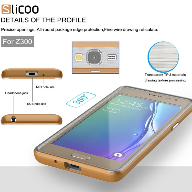 Slicoo for Samsung Z3 Brushed Texture Transparenct Electroplating TPU + PC Combination Case