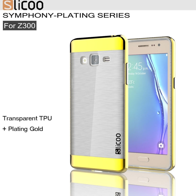 Slicoo for Samsung Z3 Brushed Texture Transparenct Electroplating TPU + PC Combination Case