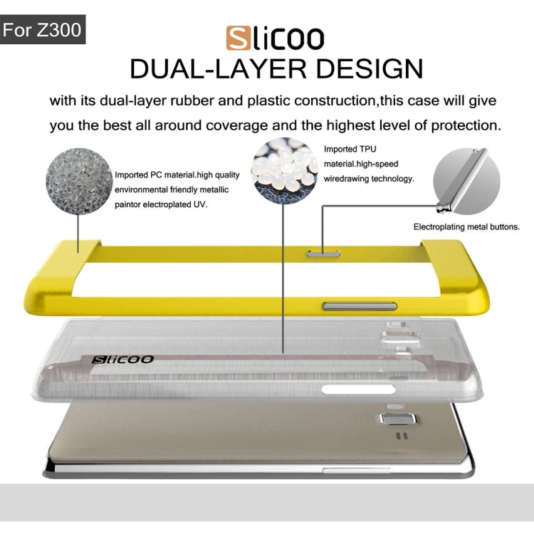 Slicoo for Samsung Z3 Brushed Texture Transparenct Electroplating TPU + PC Combination Case