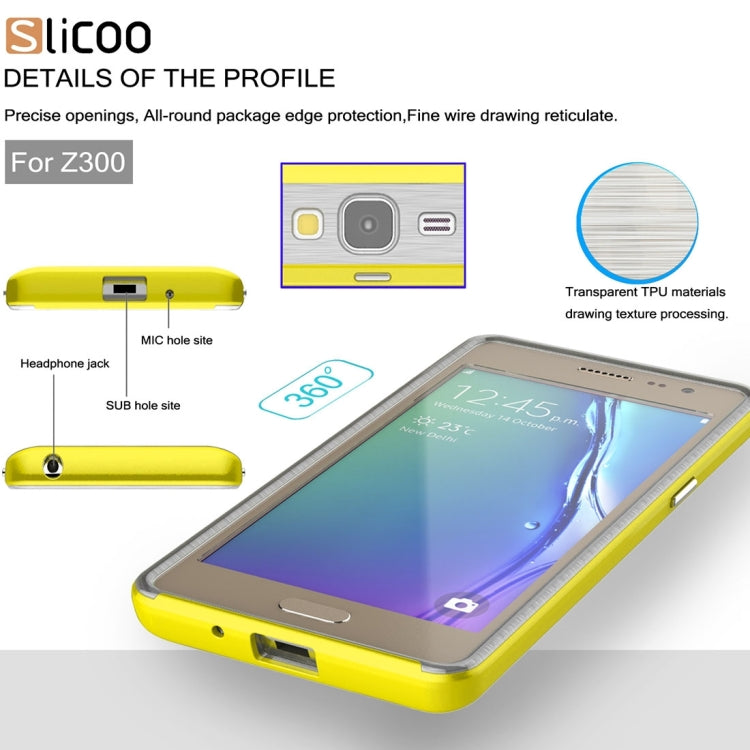 Slicoo for Samsung Z3 Brushed Texture Transparenct Electroplating TPU + PC Combination Case