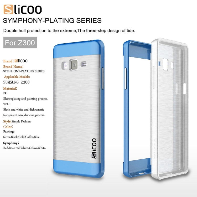 Slicoo for Samsung Z3 Brushed Texture Transparenct Electroplating TPU + PC Combination Case