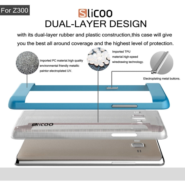 Slicoo for Samsung Z3 Brushed Texture Transparenct Electroplating TPU + PC Combination Case