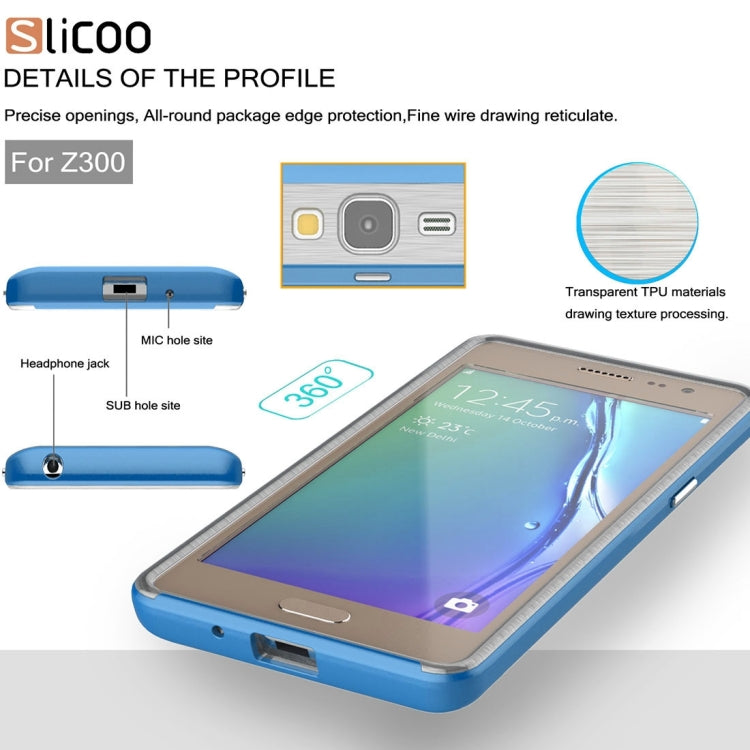Slicoo for Samsung Z3 Brushed Texture Transparenct Electroplating TPU + PC Combination Case
