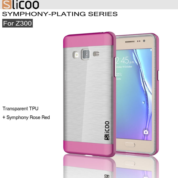 Slicoo for Samsung Z3 Brushed Texture Transparenct Electroplating TPU + PC Combination Case