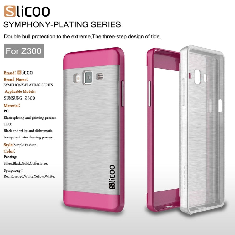 Slicoo for Samsung Z3 Brushed Texture Transparenct Electroplating TPU + PC Combination Case