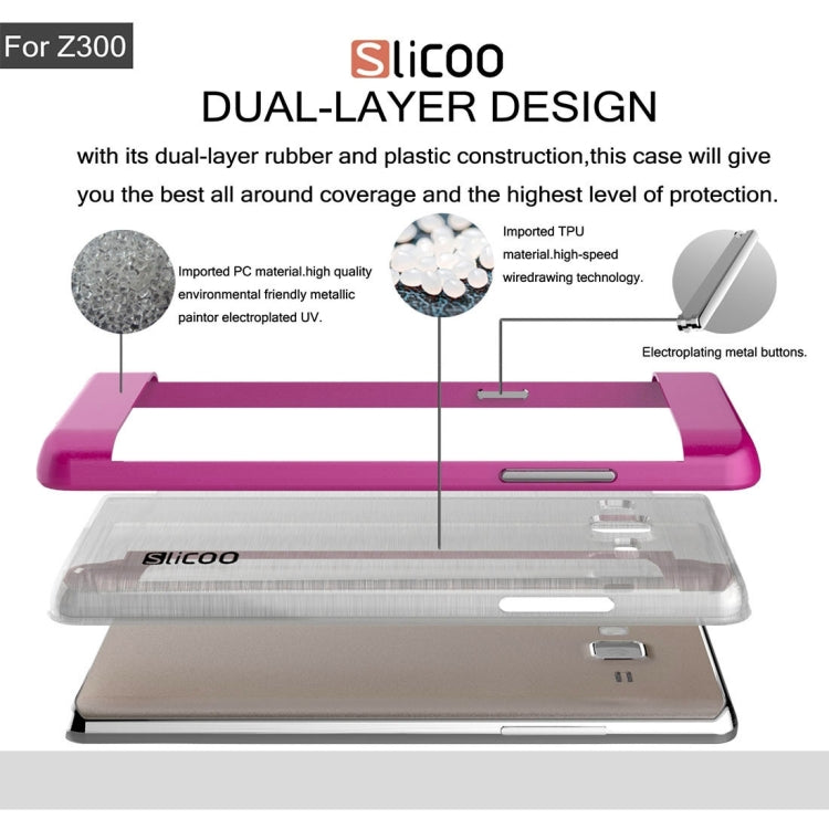Slicoo for Samsung Z3 Brushed Texture Transparenct Electroplating TPU + PC Combination Case