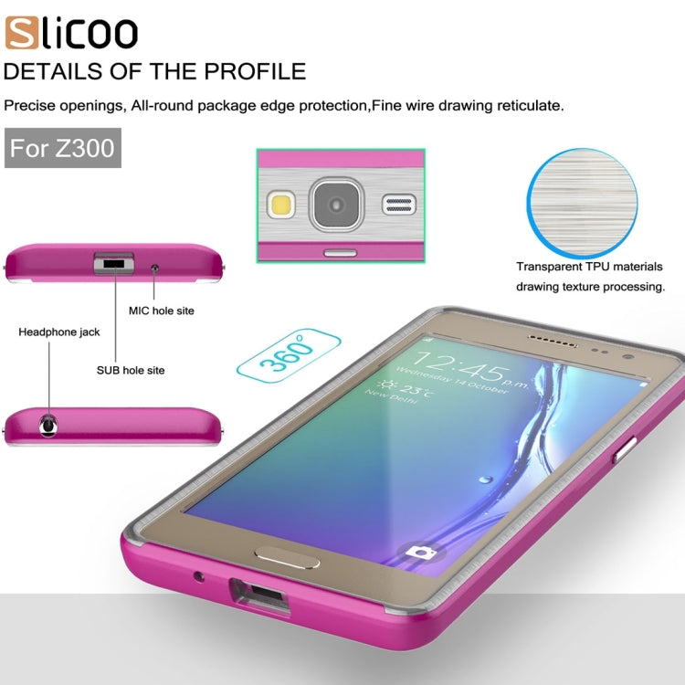Slicoo for Samsung Z3 Brushed Texture Transparenct Electroplating TPU + PC Combination Case