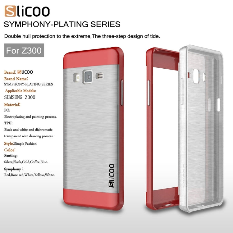 Slicoo for Samsung Z3 Brushed Texture Transparenct Electroplating TPU + PC Combination Case