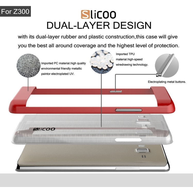 Slicoo for Samsung Z3 Brushed Texture Transparenct Electroplating TPU + PC Combination Case