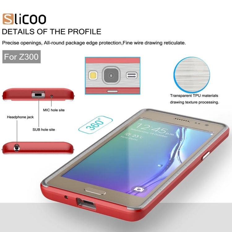 Slicoo for Samsung Z3 Brushed Texture Transparenct Electroplating TPU + PC Combination Case