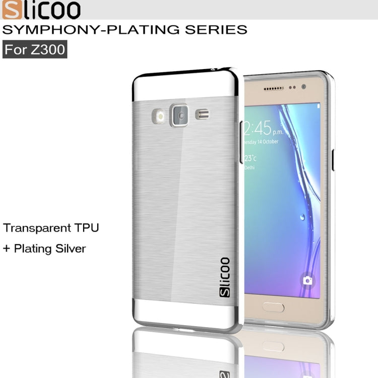 Slicoo for Samsung Z3 Brushed Texture Transparenct Electroplating TPU + PC Combination Case