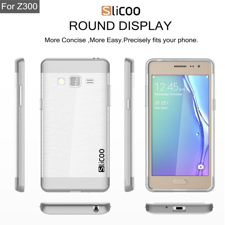 Slicoo for Samsung Z3 Brushed Texture Transparenct Electroplating TPU + PC Combination Case