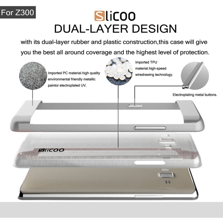 Slicoo for Samsung Z3 Brushed Texture Transparenct Electroplating TPU + PC Combination Case