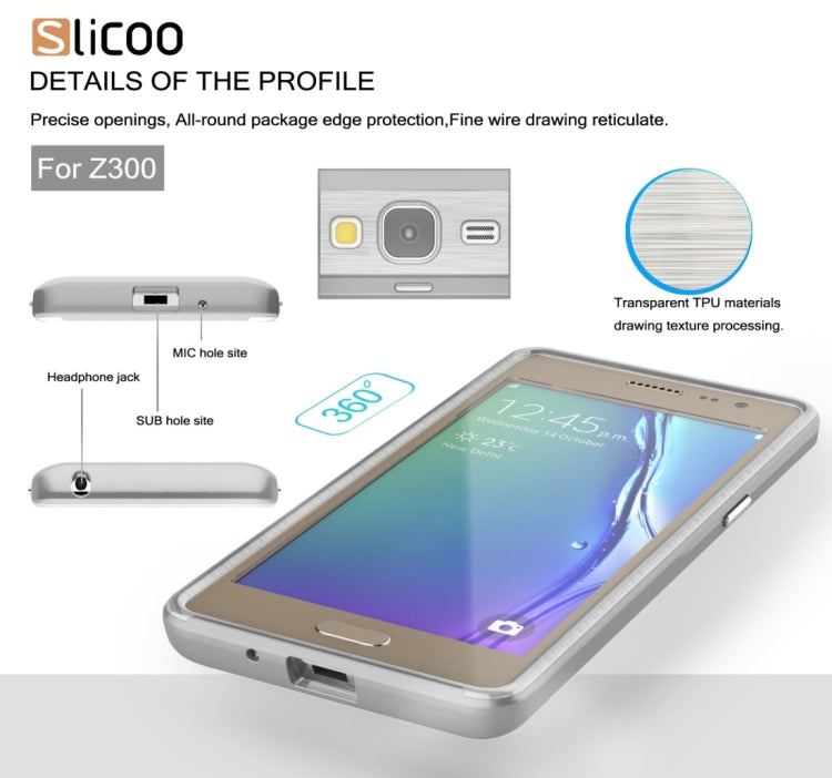 Slicoo for Samsung Z3 Brushed Texture Transparenct Electroplating TPU + PC Combination Case