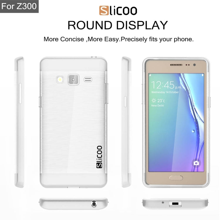 Slicoo for Samsung Z3 Brushed Texture Transparenct Electroplating TPU + PC Combination Case