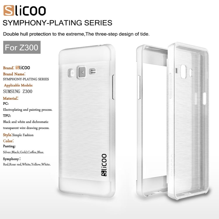 Slicoo for Samsung Z3 Brushed Texture Transparenct Electroplating TPU + PC Combination Case