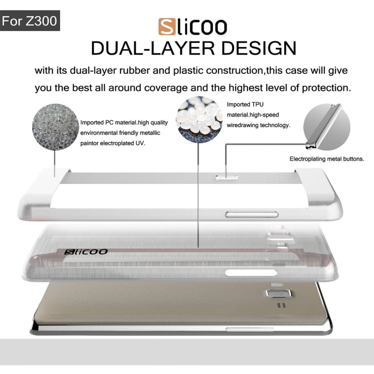 Slicoo for Samsung Z3 Brushed Texture Transparenct Electroplating TPU + PC Combination Case