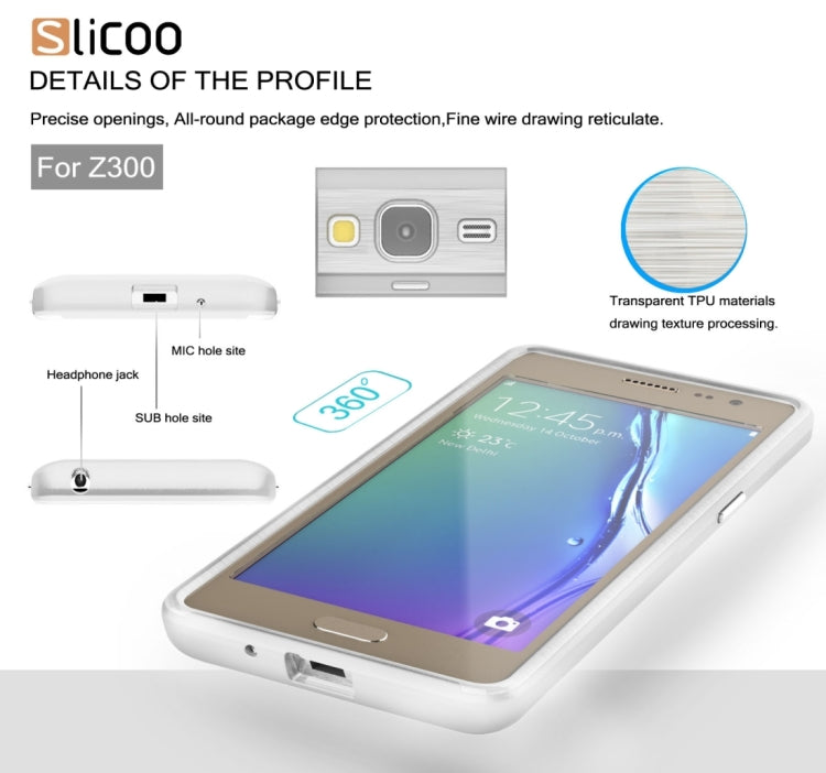 Slicoo for Samsung Z3 Brushed Texture Transparenct Electroplating TPU + PC Combination Case