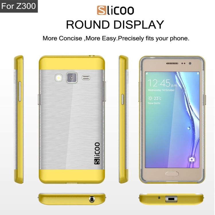 Slicoo for Samsung Z3 Brushed Texture Transparenct Electroplating TPU + PC Combination Case