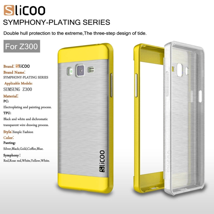 Slicoo for Samsung Z3 Brushed Texture Transparenct Electroplating TPU + PC Combination Case