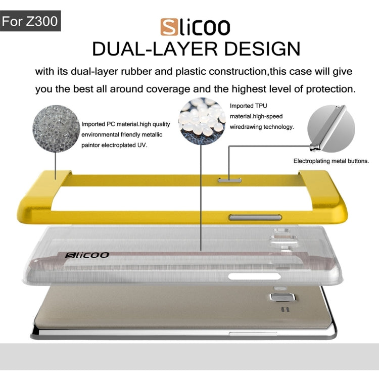 Slicoo for Samsung Z3 Brushed Texture Transparenct Electroplating TPU + PC Combination Case
