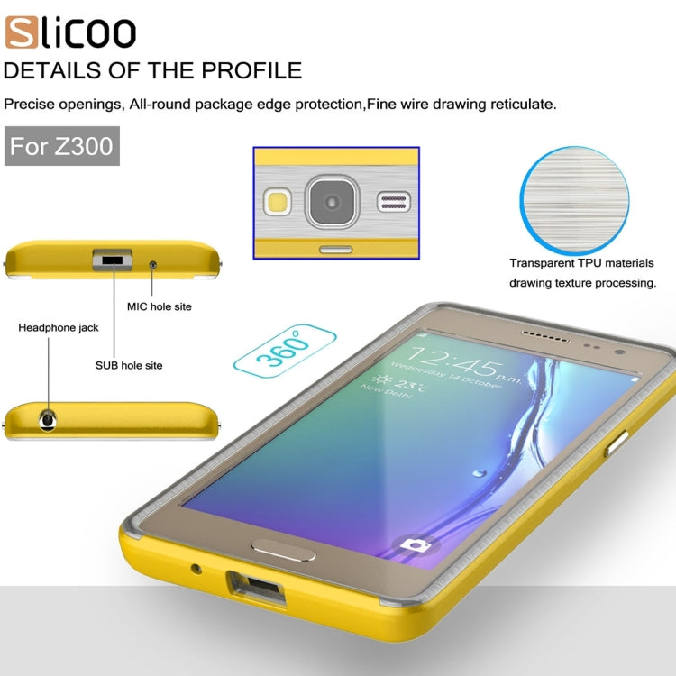 Slicoo for Samsung Z3 Brushed Texture Transparenct Electroplating TPU + PC Combination Case