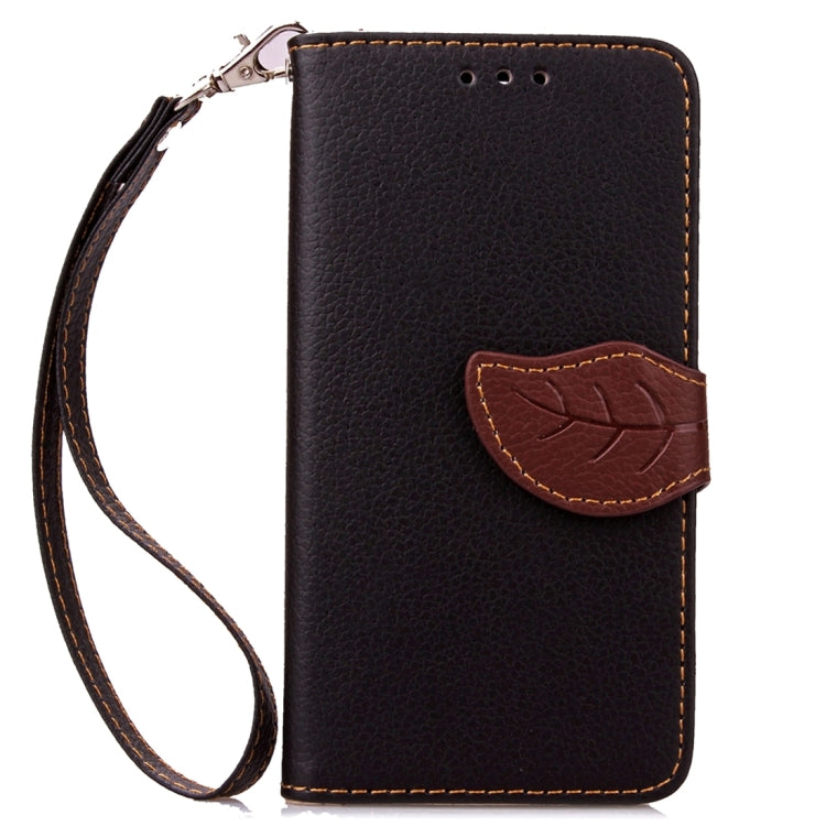 For Galaxy J7/J700 Leaf Magnetic Snap Litchi Texture Horizontal Flip Leather Case with Card Slots & Wallet & Holder & Lanyard