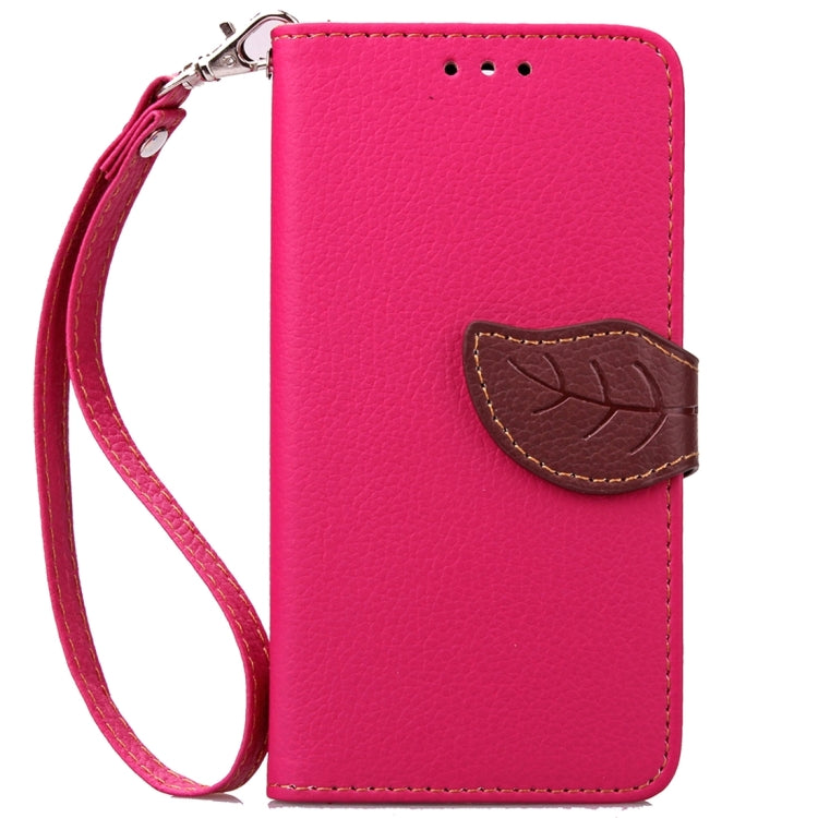 For Galaxy J7/J700 Leaf Magnetic Snap Litchi Texture Horizontal Flip Leather Case with Card Slots & Wallet & Holder & Lanyard