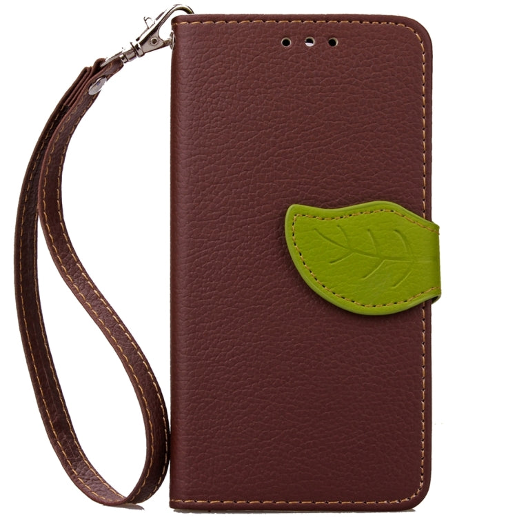 For Galaxy J7/J700 Leaf Magnetic Snap Litchi Texture Horizontal Flip Leather Case with Card Slots & Wallet & Holder & Lanyard