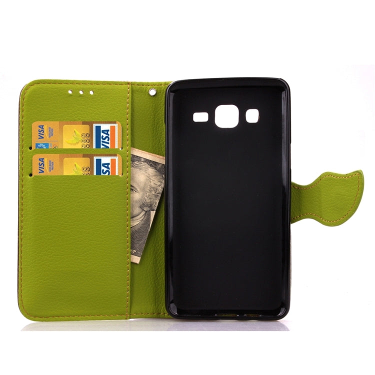 For Galaxy J7/J700 Leaf Magnetic Snap Litchi Texture Horizontal Flip Leather Case with Card Slots & Wallet & Holder & Lanyard