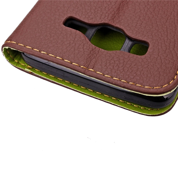 For Galaxy J7/J700 Leaf Magnetic Snap Litchi Texture Horizontal Flip Leather Case with Card Slots & Wallet & Holder & Lanyard