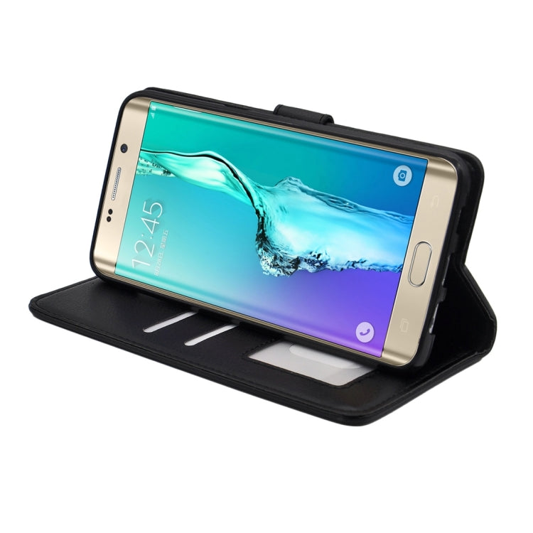 For Galaxy S6 Edge+ / G928 Litchi Texture Horizontal Flip PU Leather Case with Magnetic Snap & Card Slots & Holder & Wallet