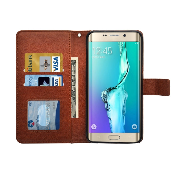 For Galaxy S6 Edge+ / G928 Litchi Texture Horizontal Flip PU Leather Case with Magnetic Snap & Card Slots & Holder & Wallet