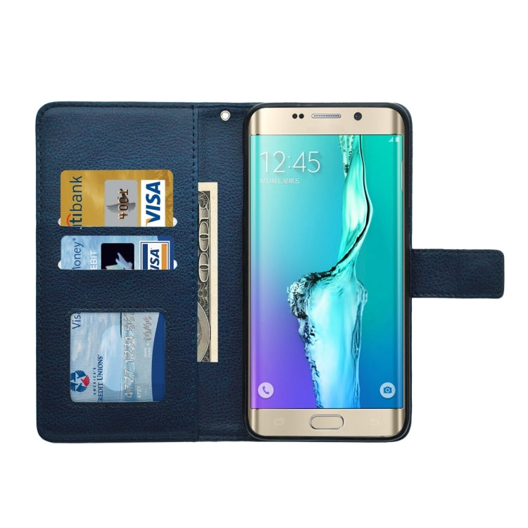 For Galaxy S6 Edge+ / G928 Litchi Texture Horizontal Flip PU Leather Case with Magnetic Snap & Card Slots & Holder & Wallet