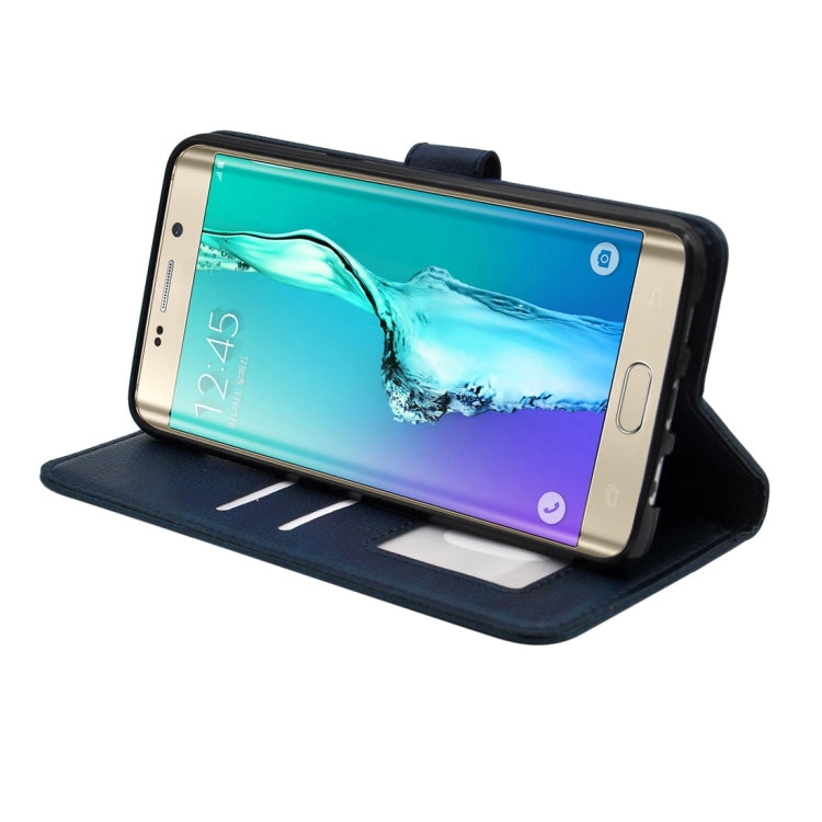 For Galaxy S6 Edge+ / G928 Litchi Texture Horizontal Flip PU Leather Case with Magnetic Snap & Card Slots & Holder & Wallet