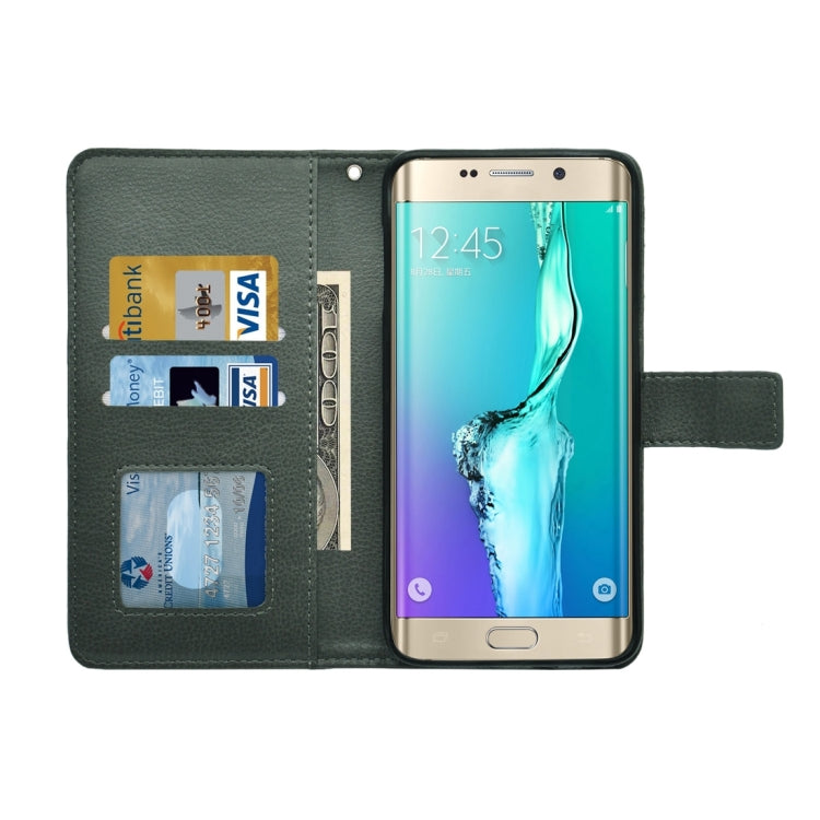 For Galaxy S6 Edge+ / G928 Litchi Texture Horizontal Flip PU Leather Case with Magnetic Snap & Card Slots & Holder & Wallet