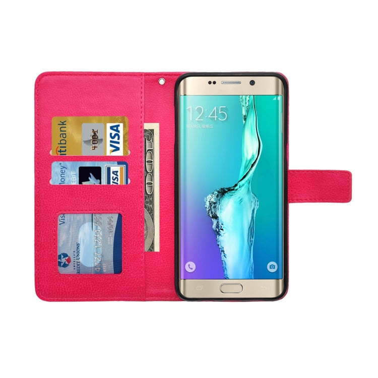 For Galaxy S6 Edge+ / G928 Litchi Texture Horizontal Flip PU Leather Case with Magnetic Snap & Card Slots & Holder & Wallet