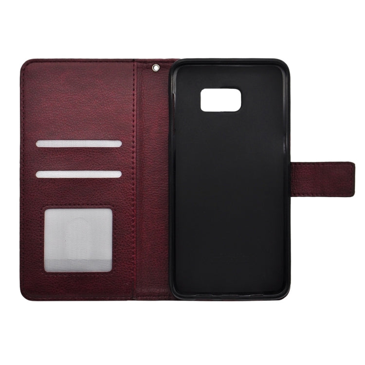For Galaxy S6 Edge+ / G928 Litchi Texture Horizontal Flip PU Leather Case with Magnetic Snap & Card Slots & Holder & Wallet