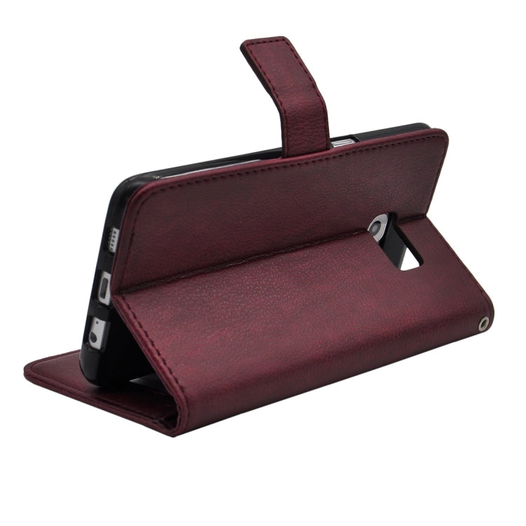 For Galaxy S6 Edge+ / G928 Litchi Texture Horizontal Flip PU Leather Case with Magnetic Snap & Card Slots & Holder & Wallet