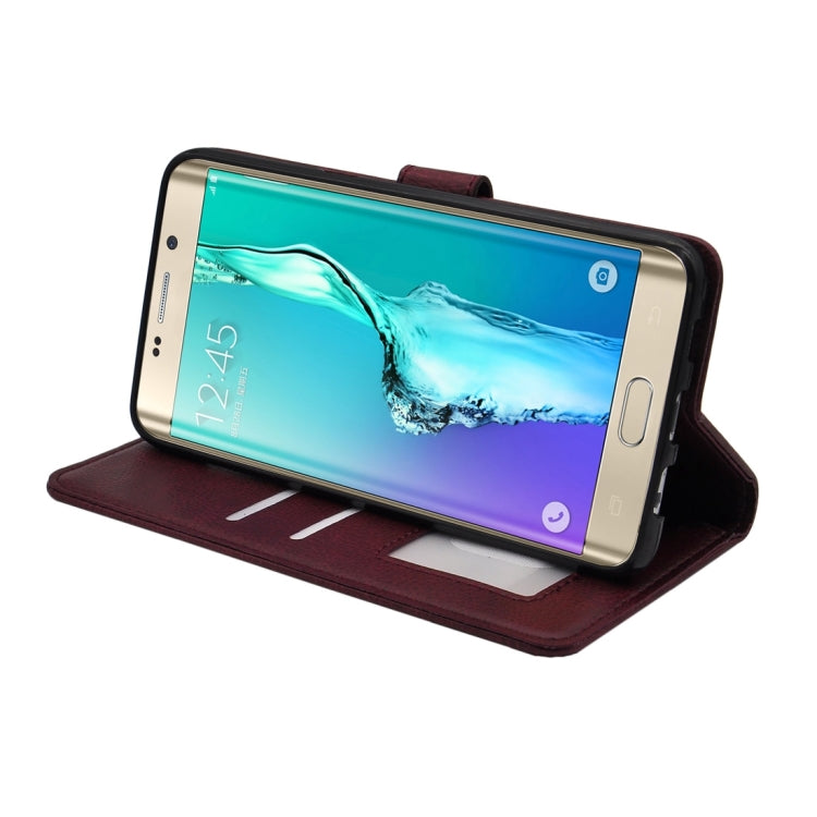 For Galaxy S6 Edge+ / G928 Litchi Texture Horizontal Flip PU Leather Case with Magnetic Snap & Card Slots & Holder & Wallet