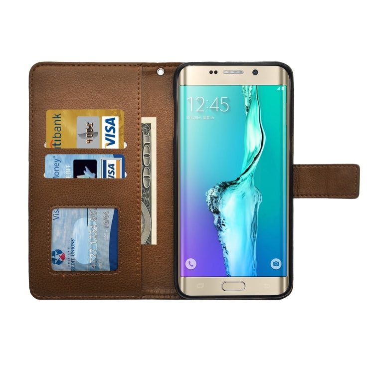 For Galaxy S6 Edge+ / G928 Litchi Texture Horizontal Flip PU Leather Case with Magnetic Snap & Card Slots & Holder & Wallet