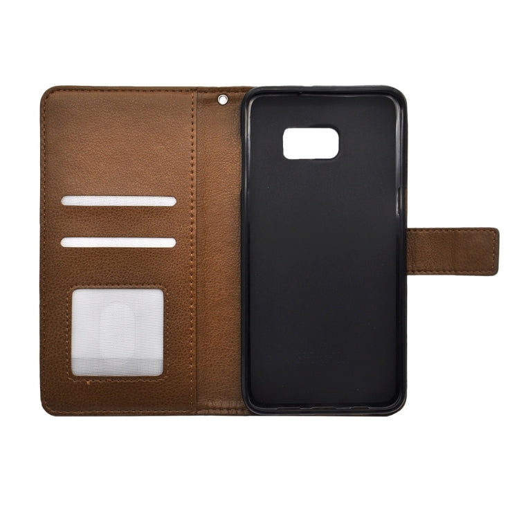 For Galaxy S6 Edge+ / G928 Litchi Texture Horizontal Flip PU Leather Case with Magnetic Snap & Card Slots & Holder & Wallet