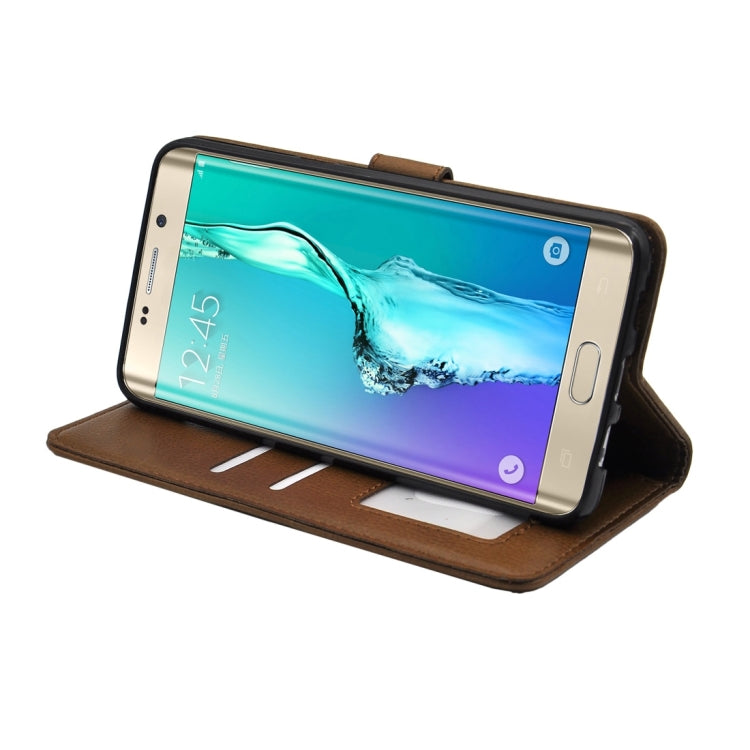 For Galaxy S6 Edge+ / G928 Litchi Texture Horizontal Flip PU Leather Case with Magnetic Snap & Card Slots & Holder & Wallet