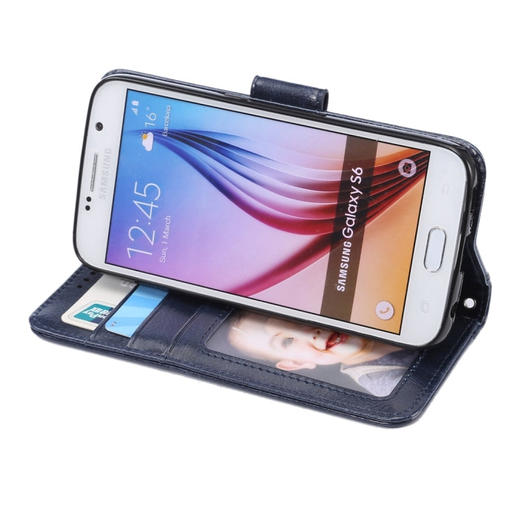For Galaxy S6 / G920 Crazy Horse Texture Horizontal Flip Leather Case with Holder & Card Slots & Wallet & Photo Frame