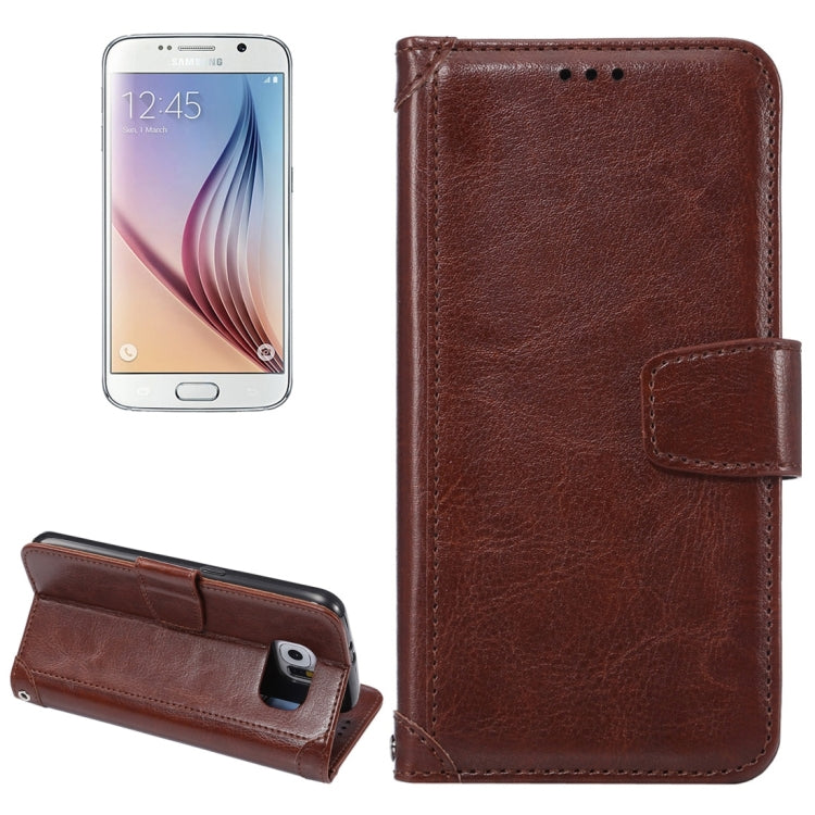 For Galaxy S6 / G920 Crazy Horse Texture Horizontal Flip Leather Case with Holder & Card Slots & Wallet & Photo Frame