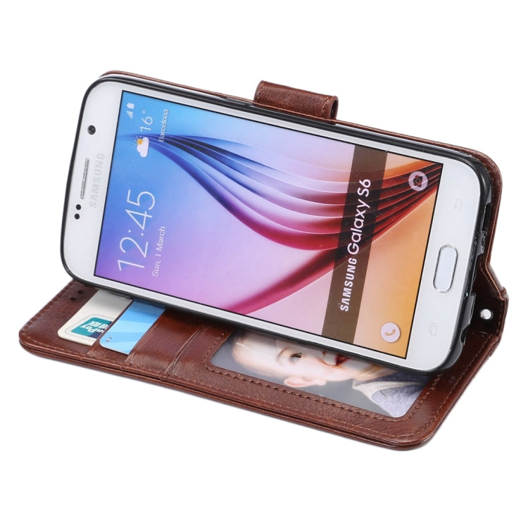 For Galaxy S6 / G920 Crazy Horse Texture Horizontal Flip Leather Case with Holder & Card Slots & Wallet & Photo Frame